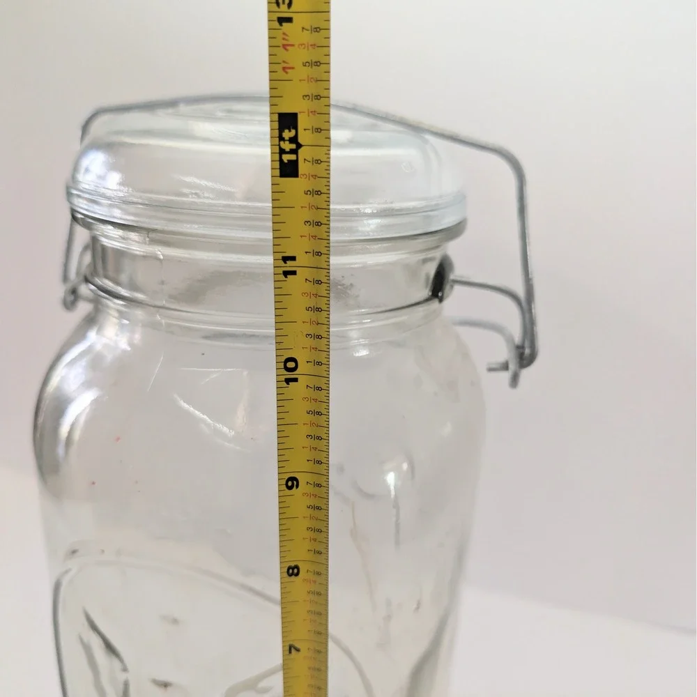 Vintage 1 Gallon Ball Ideal Clear Glass Mason Jar Wire Bail Lid Eagle Logo